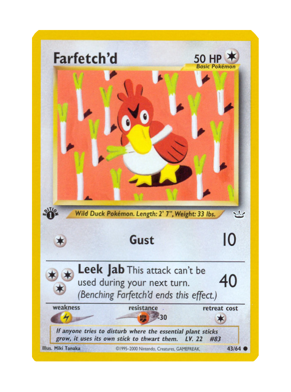Pokémon Farfetch'd 1st Edition NR 43/64