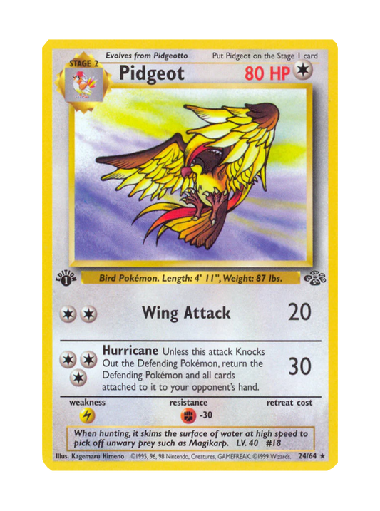 Pokémon Graded Card Pidgeot 24 1st Edition Jungle PSA 9 Mint
